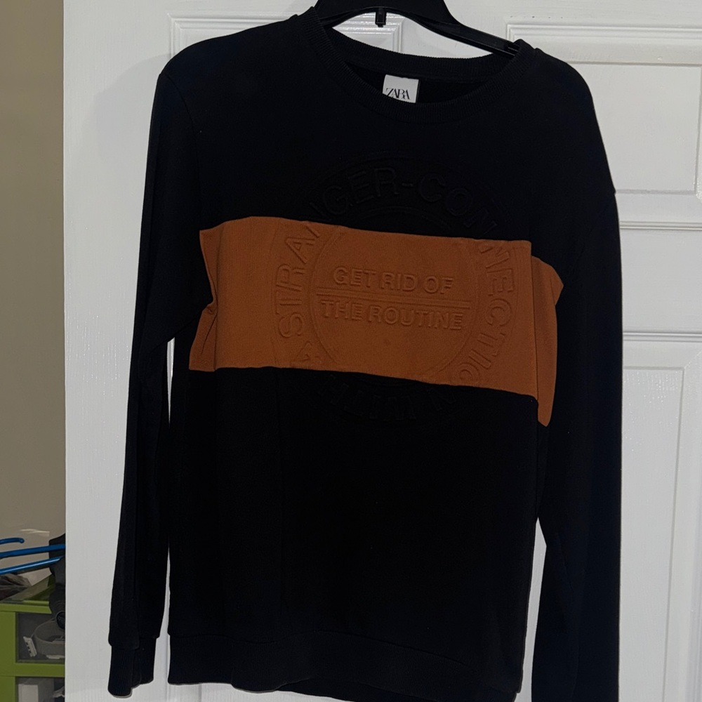 Zara Men's Sweater in Black and Tan